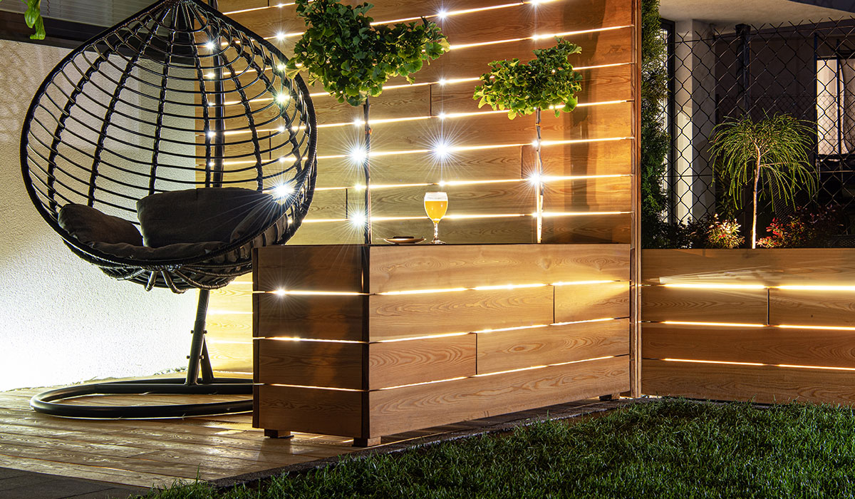 Eclairage LED d'un jardin et d'un terrasse